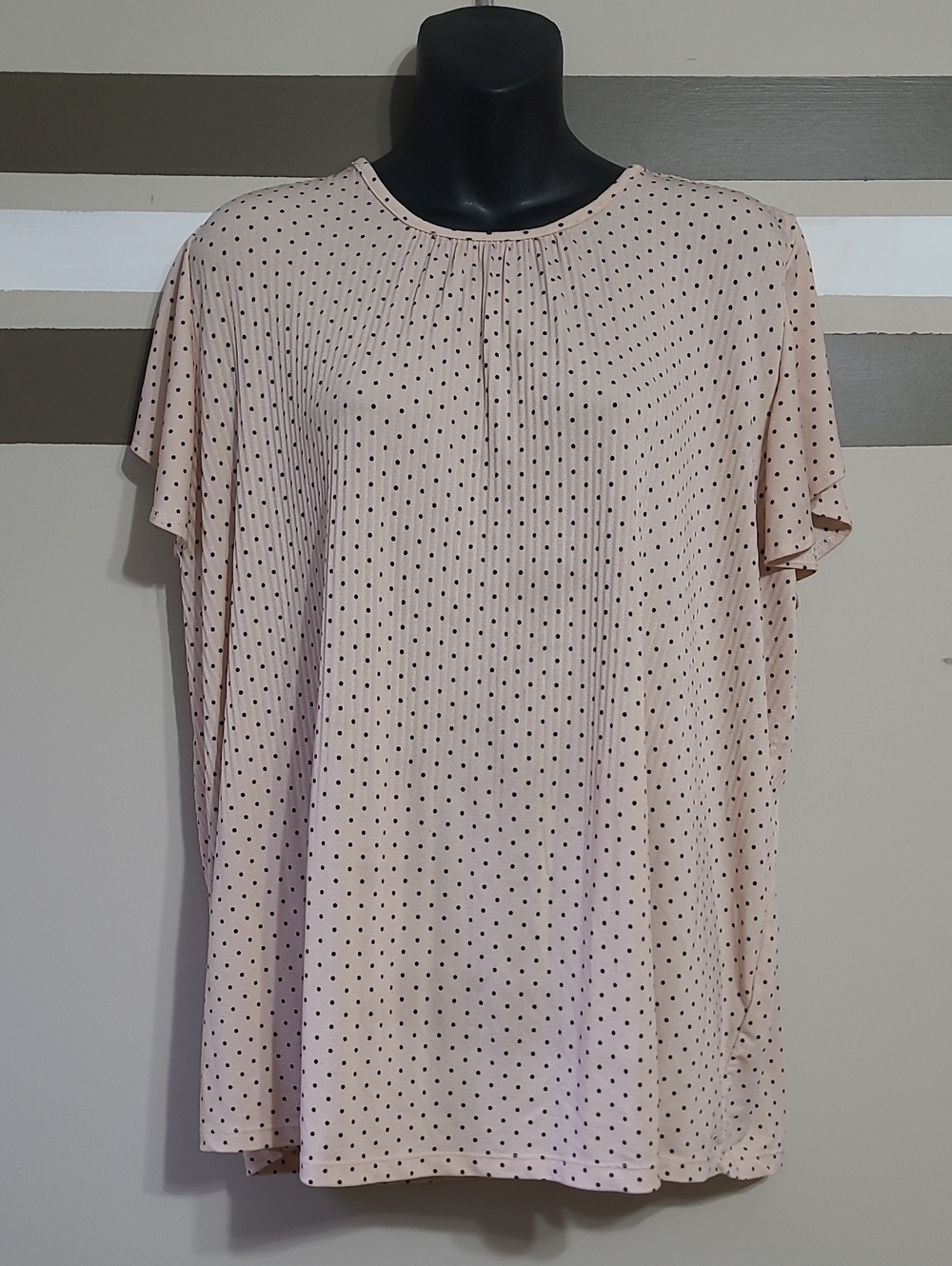Philosophy Light Pink Polka Dot Short Sleeve Blouse Sz XL